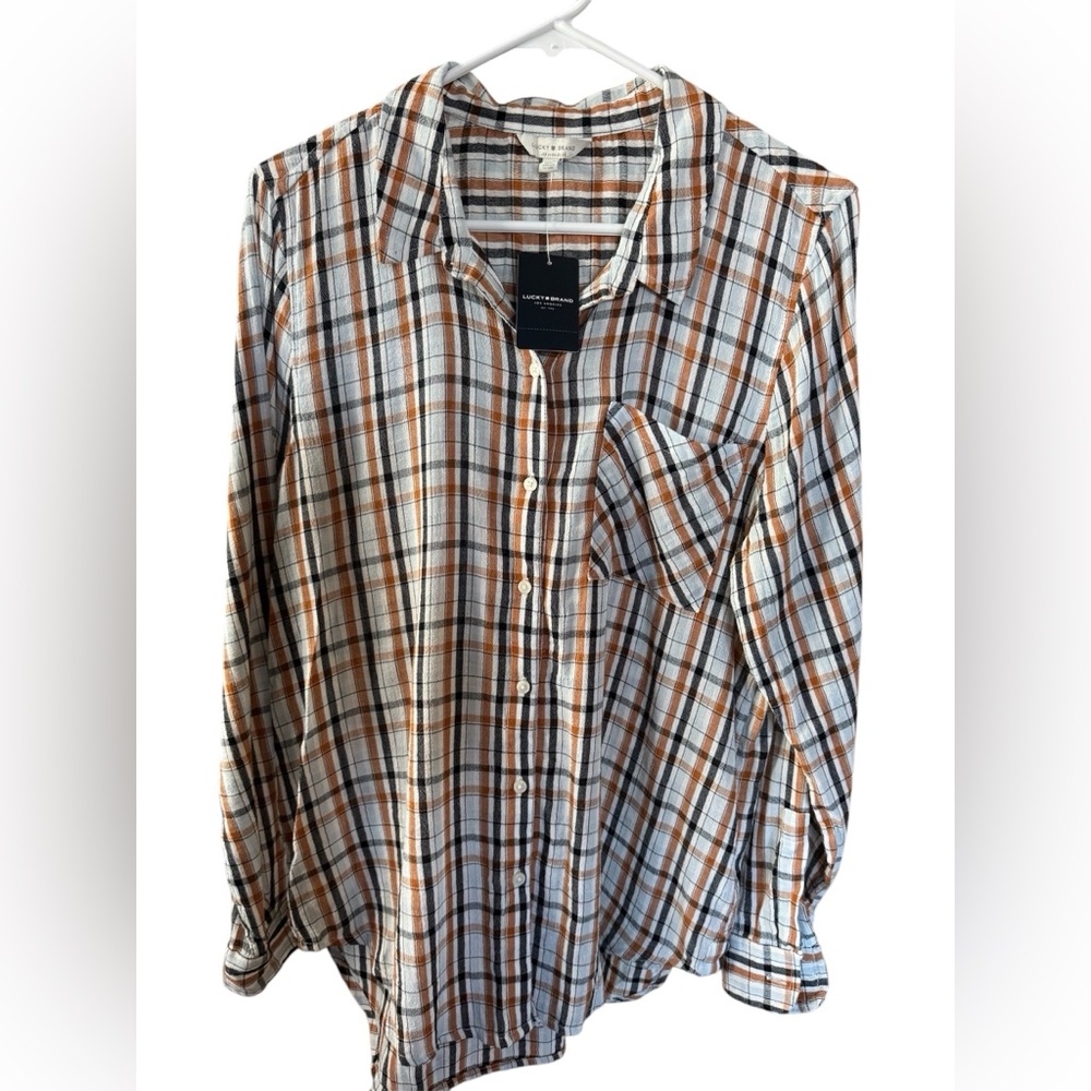 Lucky brand long-sleeve plaid button-up shirt. NWT. Retails for $69.50.